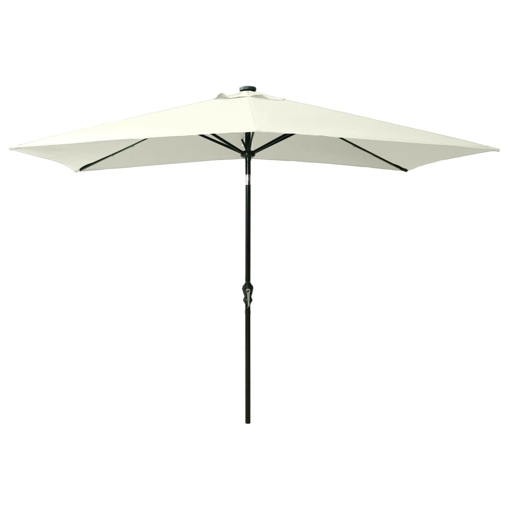 Vidaxl -parasol med lysdioder og stålstang 2x3 m sand