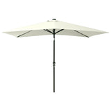 Vidaxl -parasol med lysdioder og stålstang 2x3 m sand