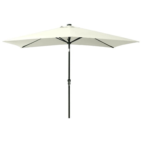 Vidaxl -parasol med lysdioder og stålstang 2x3 m sand