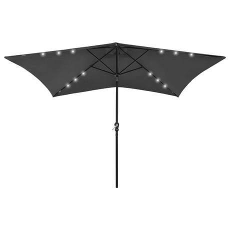 Vidaxl -parasol med lysdioder og stålstang 2x3 m antracit -farvet