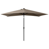 Vidaxl -parasol med lysdioder og stålstang 2x3 m taupe