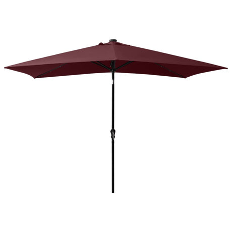 Vidaxl -parasol med lysdioder og stålstang 2x3 m Bordeaux rød