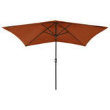 Vidaxl -parasol med lysdioder og stålstang 2x3 m terracotta -farvet