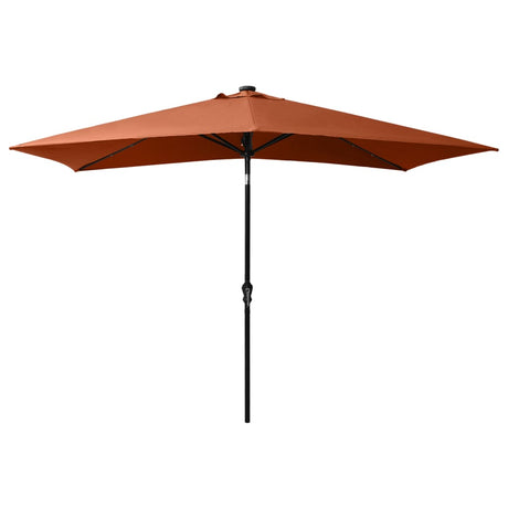 Vidaxl -parasol med lysdioder og stålstang 2x3 m terracotta -farvet