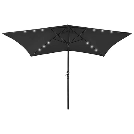 VidaXL parasol med lysdioder og stålstang 2x3 m sort