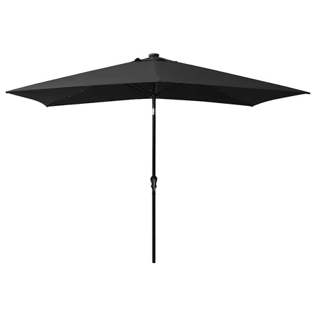 VidaXL parasol med lysdioder og stålstang 2x3 m sort
