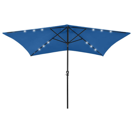 Vidaxl parasol med lysdioder og stålstang 2x3 m azurblå