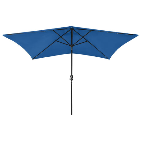 Vidaxl parasol med lysdioder og stålstang 2x3 m azurblå