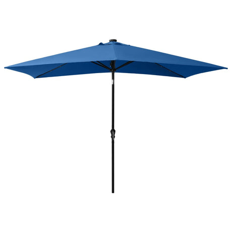 Vidaxl parasol med lysdioder og stålstang 2x3 m azurblå