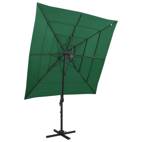 Vidaxl Parasol 4-lag med aluminiumstang 250x250 cm grøn