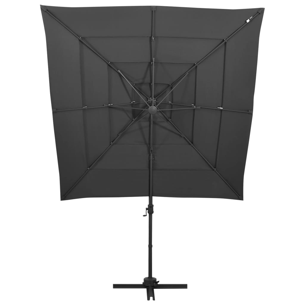 Vidaxl Parasol 4-lags med aluminiumstang 250x250 cm Anthracite-farvet