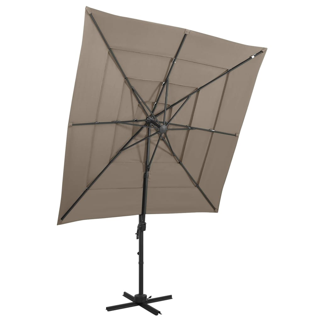 Vidaxl Parasol 4-lags med aluminiumstang 250x250 cm taupe