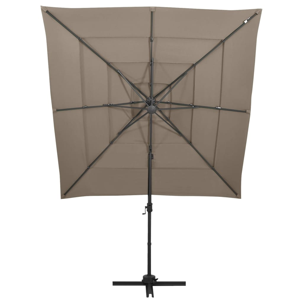 Vidaxl Parasol 4-lags med aluminiumstang 250x250 cm taupe