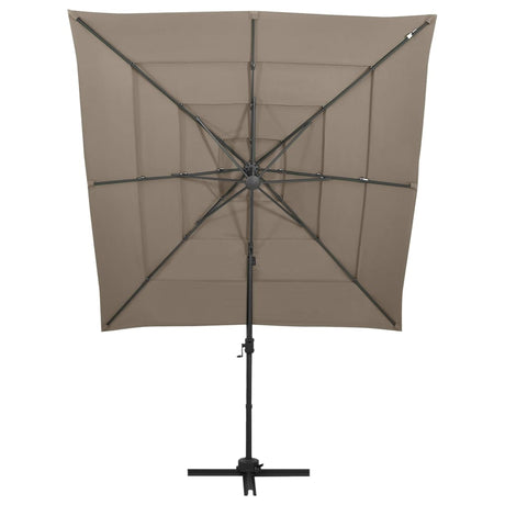 Vidaxl Parasol 4-lags med aluminiumstang 250x250 cm taupe