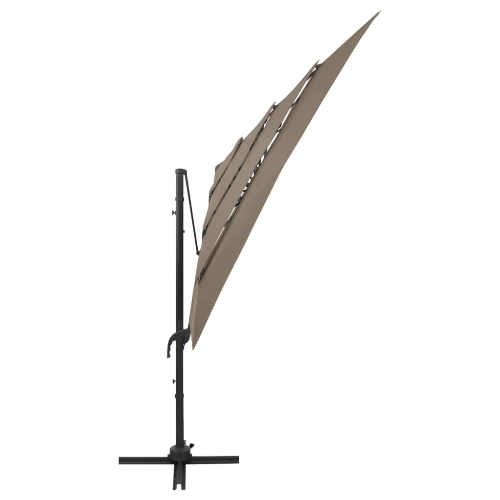 Vidaxl Parasol 4-lags med aluminiumstang 250x250 cm taupe