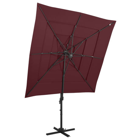 Vidaxl Parasol 4-lags med aluminiumstang 250x250 cm Burgundy rød