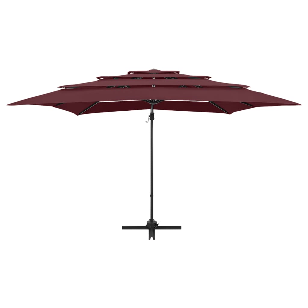 Vidaxl Parasol 4-lags med aluminiumstang 250x250 cm Burgundy rød