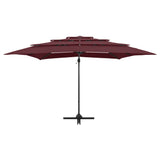 Vidaxl Parasol 4-lags med aluminiumstang 250x250 cm Burgundy rød