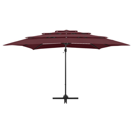 Vidaxl Parasol 4-lags med aluminiumstang 250x250 cm Burgundy rød