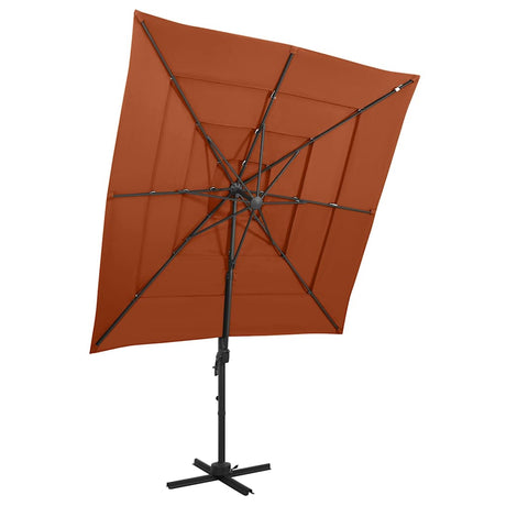 Vidaxl Parasol 4-lags med aluminiumstang 250x250 cm terracotta-farvet