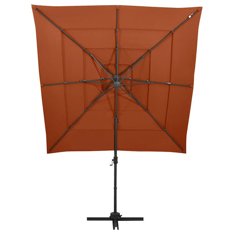Vidaxl Parasol 4-lags med aluminiumstang 250x250 cm terracotta-farvet