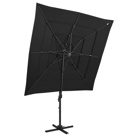 Vidaxl Parasol 4-lag med aluminiumstang 250x250 cm sort