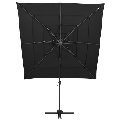 Vidaxl Parasol 4-lag med aluminiumstang 250x250 cm sort
