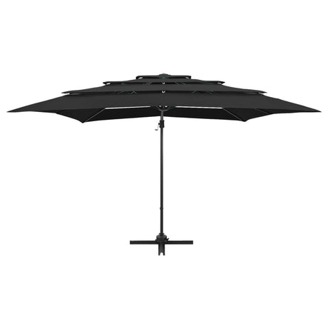 Vidaxl Parasol 4-lag med aluminiumstang 250x250 cm sort