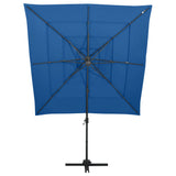 Vidaxl Parasol 4-lag med aluminiumstang 250x250 cm Azurblå