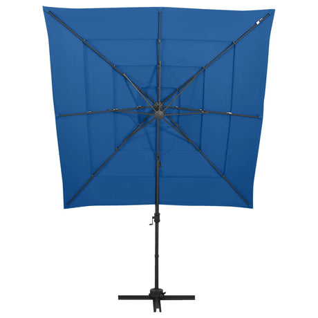 Vidaxl Parasol 4-lag med aluminiumstang 250x250 cm Azurblå