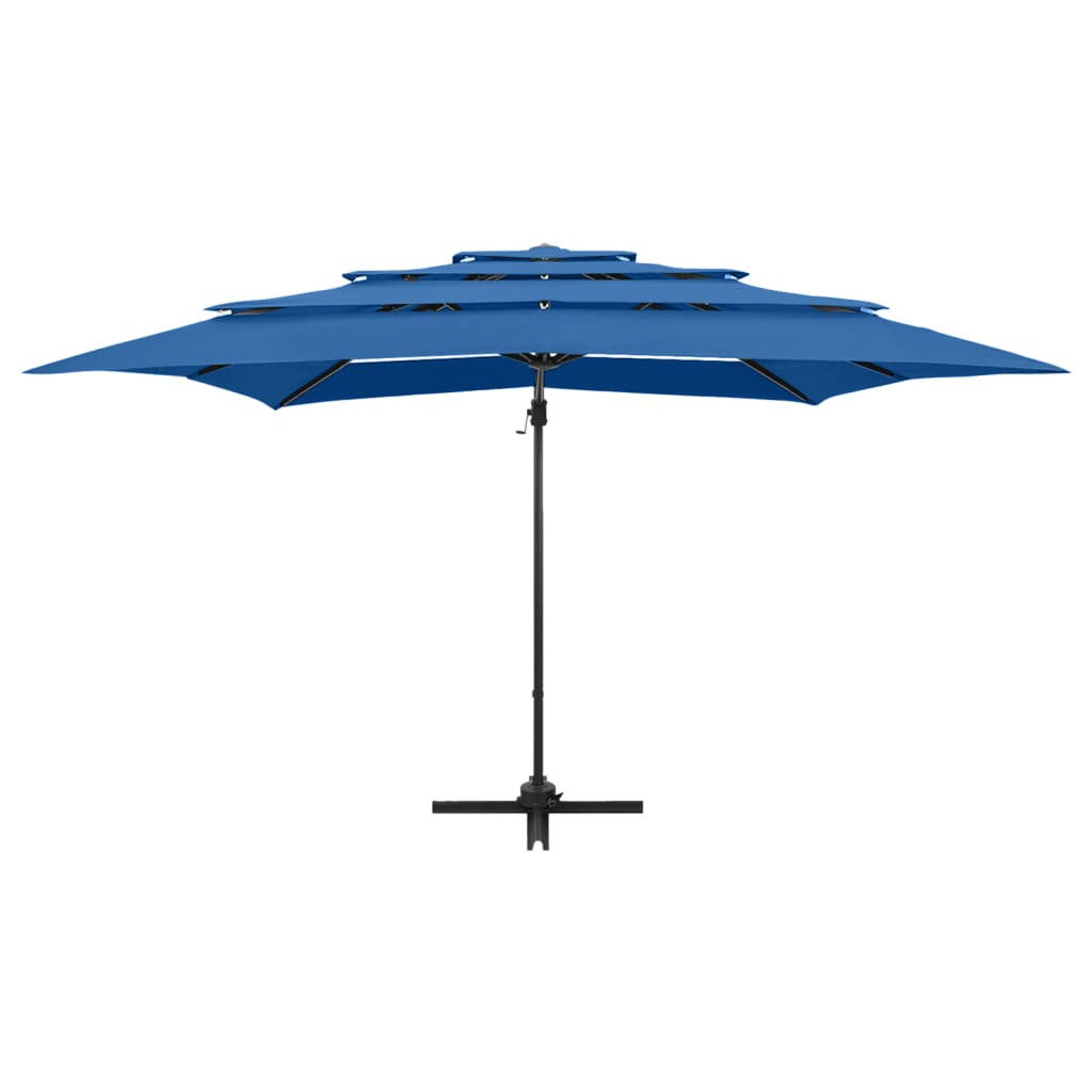 Vidaxl Parasol 4-lag med aluminiumstang 250x250 cm Azurblå