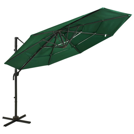Vidaxl Parasol 4-lags med aluminiumstang 3x3 m grøn