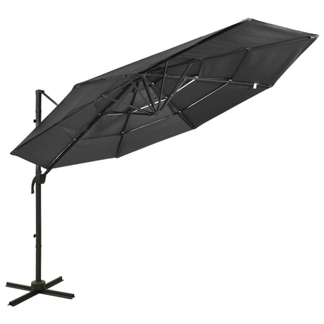 Vidaxl Parasol 4-lags med aluminiumstang 3x3 m anthracitfarvet