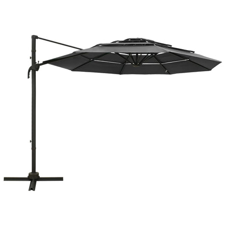 Vidaxl Parasol 4-lags med aluminiumstang 3x3 m anthracitfarvet
