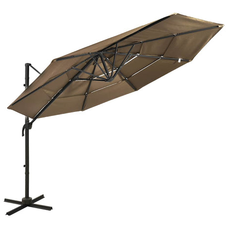 Vidaxl Parasol 4-lags med aluminiumstang 3x3 m taupe