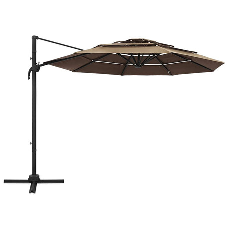 Vidaxl Parasol 4-lags med aluminiumstang 3x3 m taupe