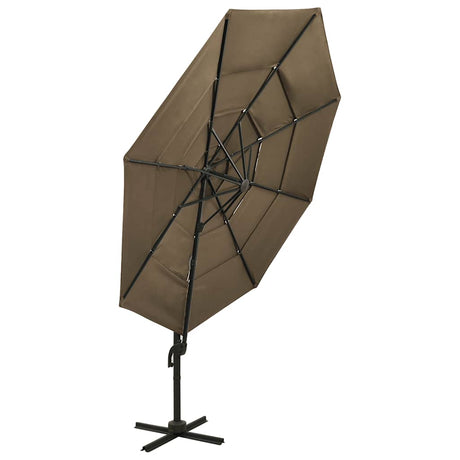Vidaxl Parasol 4-lags med aluminiumstang 3x3 m taupe