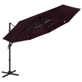 Vidaxl Parasol 4-lags med aluminiumstang 3x3 m Bordeaux rød