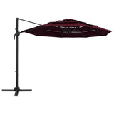 Vidaxl Parasol 4-lags med aluminiumstang 3x3 m Bordeaux rød