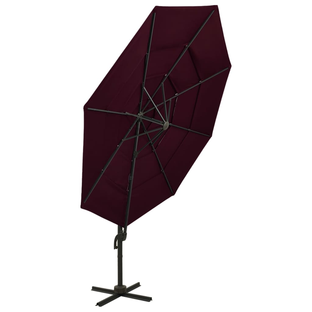 Vidaxl Parasol 4-lags med aluminiumstang 3x3 m Bordeaux rød