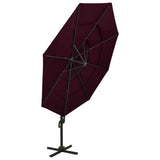 Vidaxl Parasol 4-lags med aluminiumstang 3x3 m Bordeaux rød