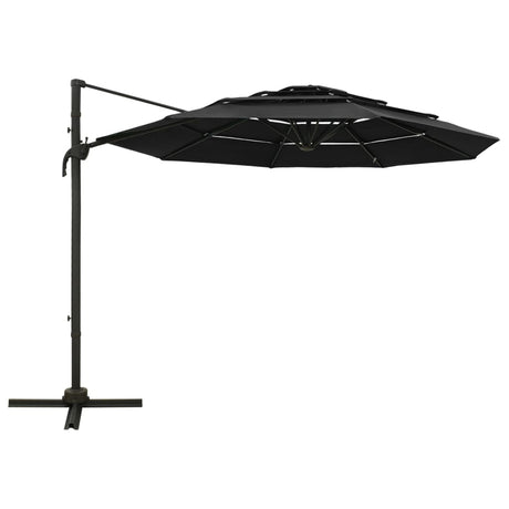 Vidaxl Parasol 4-lags med aluminiumstang 3x3 m sort