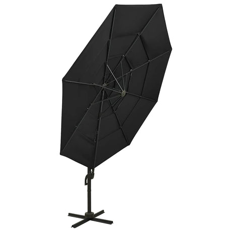 Vidaxl Parasol 4-lags med aluminiumstang 3x3 m sort