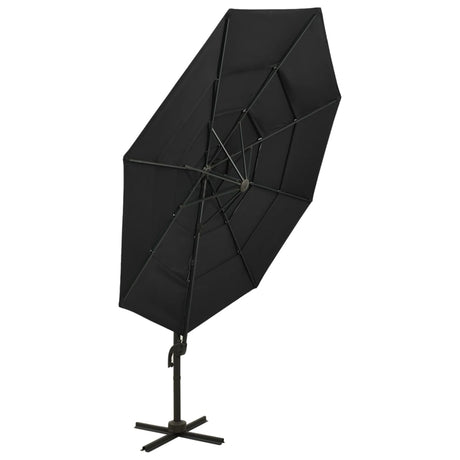 Vidaxl Parasol 4-lags med aluminiumstang 3x3 m sort