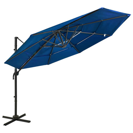 Vidaxl Parasol 4-lags med aluminiumstang 3x3 m azurblå