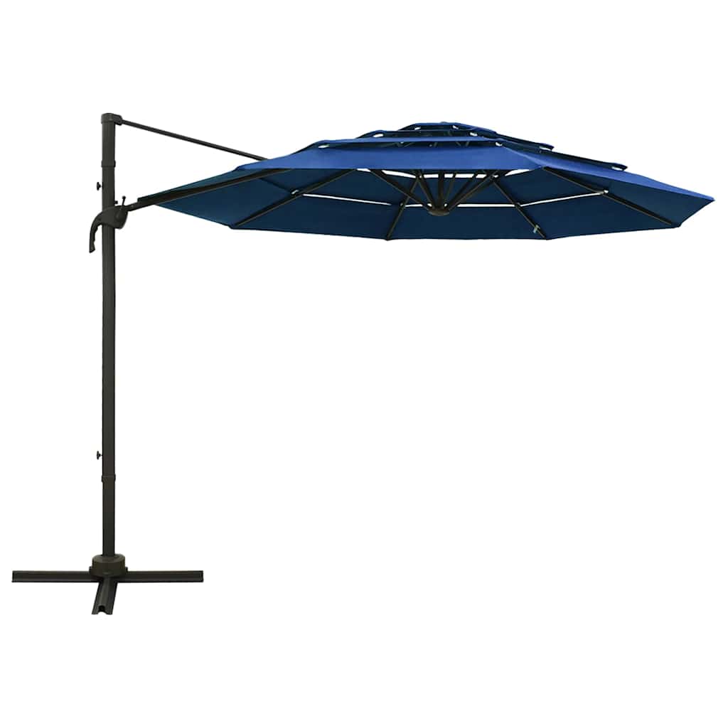 Vidaxl Parasol 4-lags med aluminiumstang 3x3 m azurblå