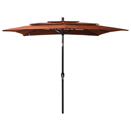 Vidaxl Parasol 3-lags med aluminiumstang 2,5x2,5 m terracotta lys