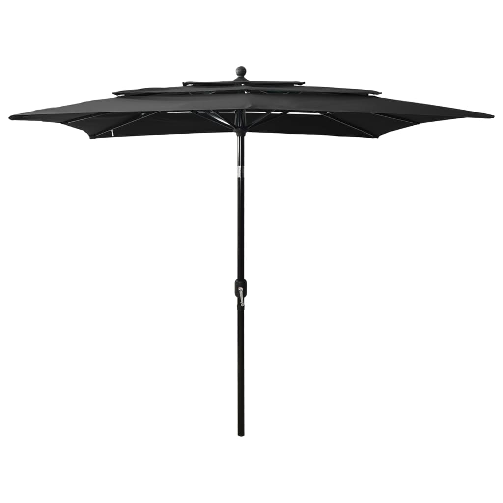 Vidaxl Parasol 3-lags med aluminiumstang 2,5x2,5 m sort