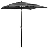 Vidaxl Parasol 3-lags med aluminiumstang 2x2 m anthracit farvet