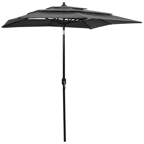 Vidaxl Parasol 3-lags med aluminiumstang 2x2 m anthracit farvet